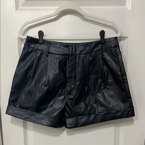 AUREUM Black High Waist Leather Tailored Shorts